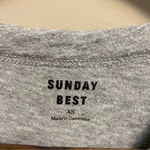 Aritzia Sunday Best Heather Gray Tee with Flame Embroidery Women’s XS - Picture 3 of 6